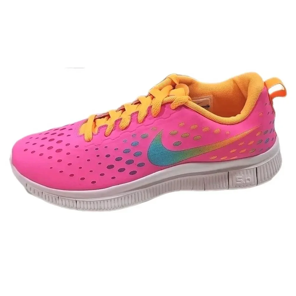 Nike ~Youth 7Y/Woman 8.5~ Pink/Orange Free Express Running Shoes ( 641866-600).